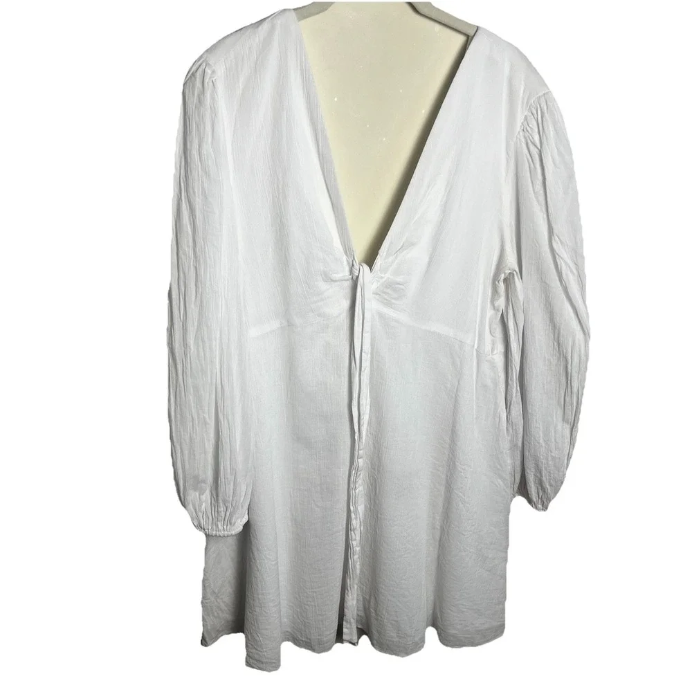 Gianni Bini Babydoll Dress Womens 12 White Tie Front Mini Zip Back Size 12‎ Bach